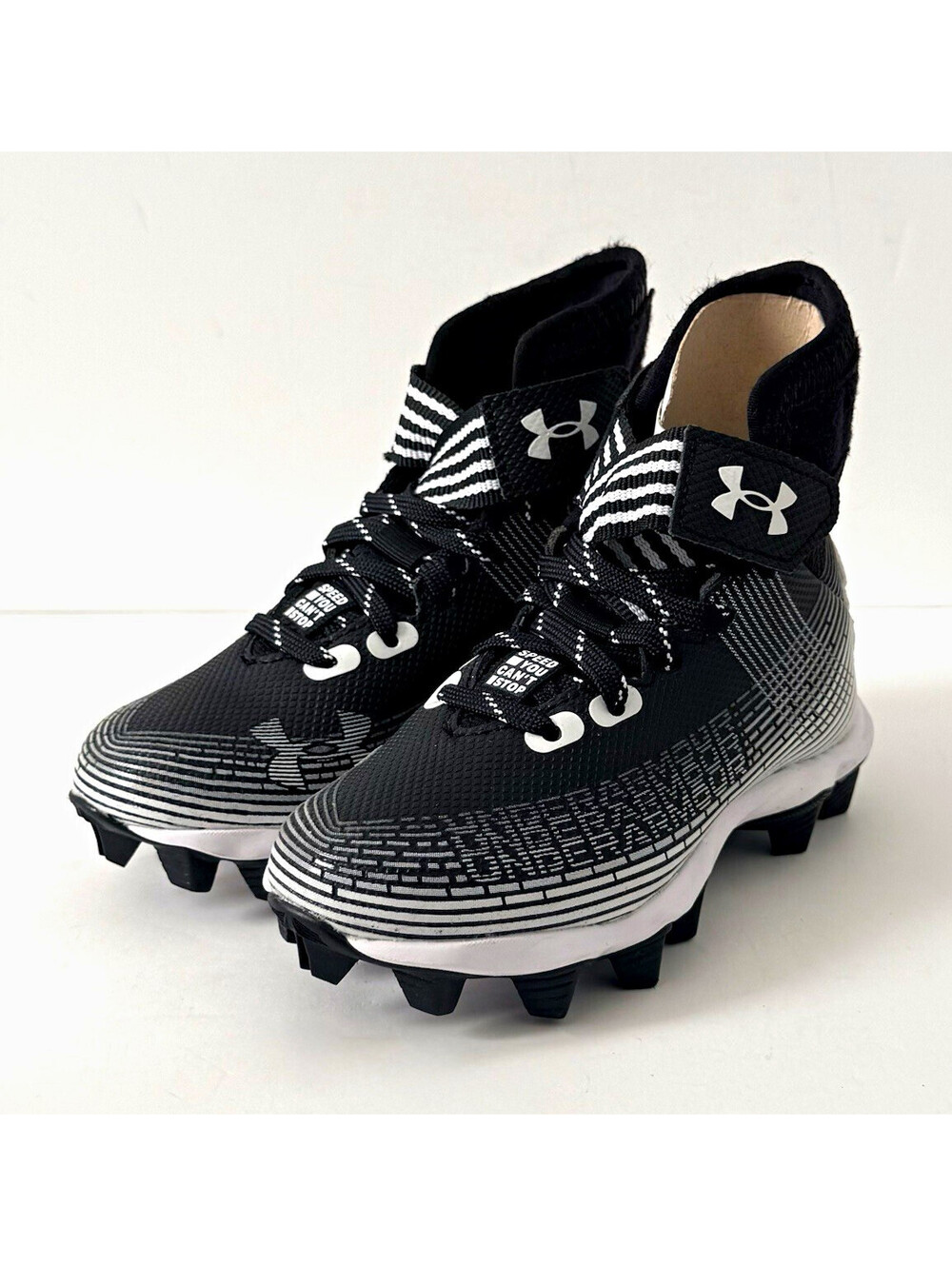 Under Armour Highlight Franchise Jr Football Cleats Kids 10K Black White